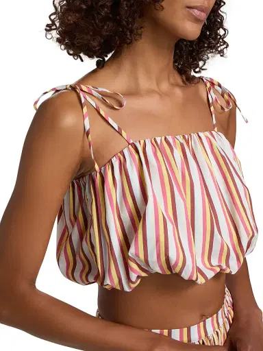 Solid & Striped Women's The Ivy Striped Bubble Crop Top - Symi Stripe - Size XS | Thumbnail 6