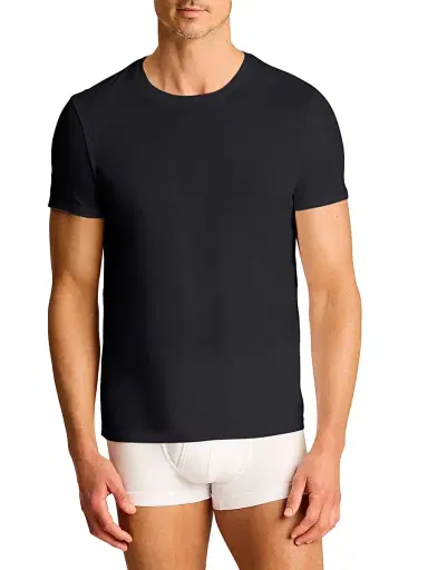 Commando Men's Premier Stretch-Cotton Crewneck Undershirt - Black | Thumbnail 2 Commando Men's Premier Stretch-Cotton Crewneck Undershirt - Black | Thumbnail 2