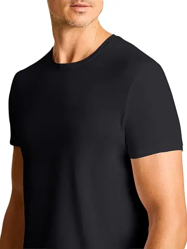 Commando Men's Premier Stretch-Cotton Crewneck Undershirt - Black | Thumbnail 4 Commando Men's Premier Stretch-Cotton Crewneck Undershirt - Black | Thumbnail 4