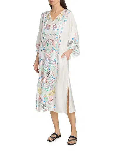 Johnny Was Women's x Ashley Percival Averi Floral Caftan - Elettra Morning - Size Large | Thumbnail 3