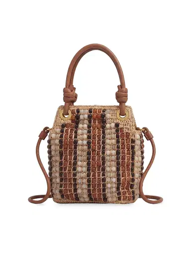 Veronica Beard Women's Small Beaded Raffia Slouch Top Handle Bag | Thumbnail 1