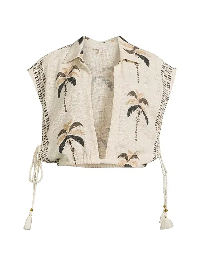 Ramy Brook Women's Kieran Palm Print Cotton-Blend Top - Palm Print