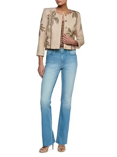 L'AGENCE Women's Lian Palm Tree Beaded Cotton Jacket - Biscuit Antique Gold | Thumbnail 2