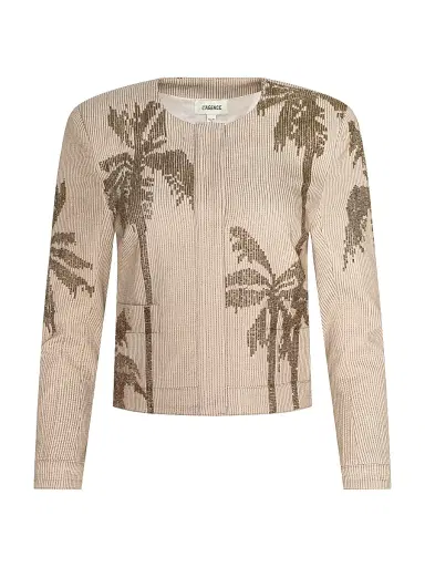 L'AGENCE Women's Lian Palm Tree Beaded Cotton Jacket - Biscuit Antique Gold | Thumbnail 1