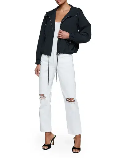 L'Agence Women's Miro Drawstring Hood Windbreaker - Black - Size XL | Thumbnail 2