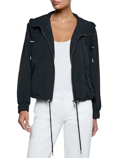 L'Agence Women's Miro Drawstring Hood Windbreaker - Black - Size XL | Thumbnail 3