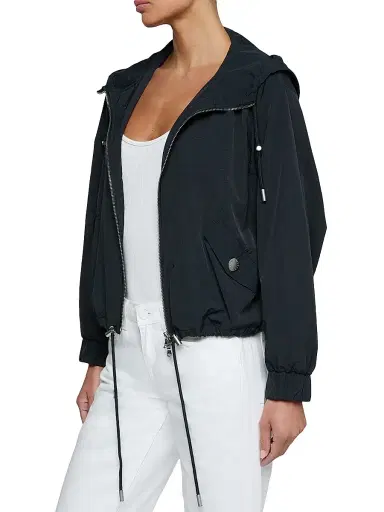L'Agence Women's Miro Drawstring Hood Windbreaker - Black - Size XL | Thumbnail 4