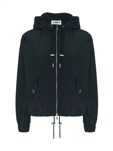 L'Agence Women's Miro Drawstring Hood Windbreaker - Black - Size XL | Thumbnail 1