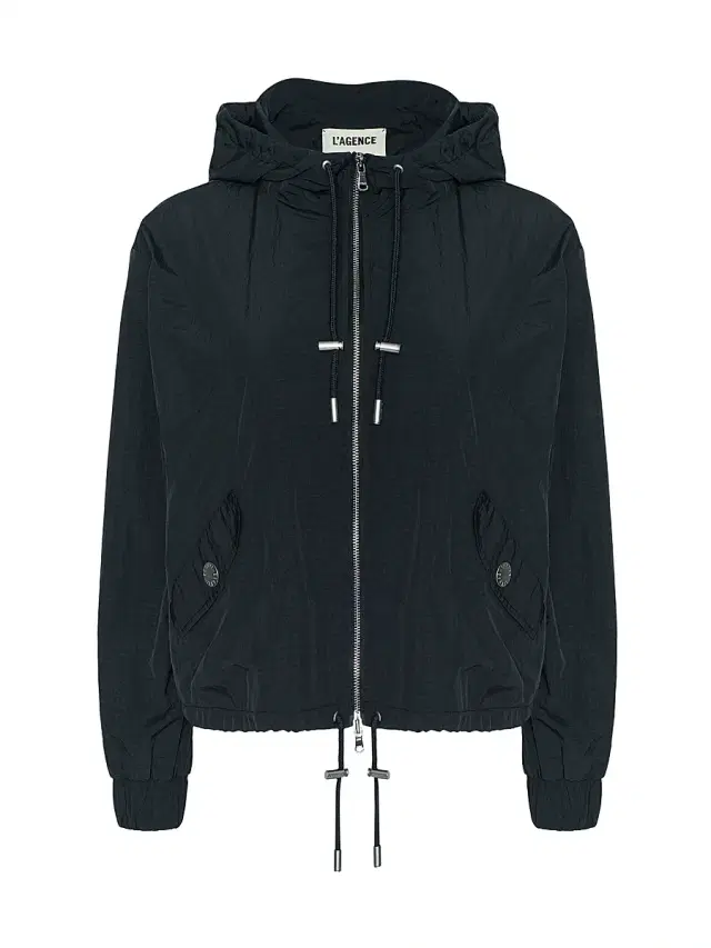 L'AGENCE Women's Miro Drawstring Hood Windbreaker - Black