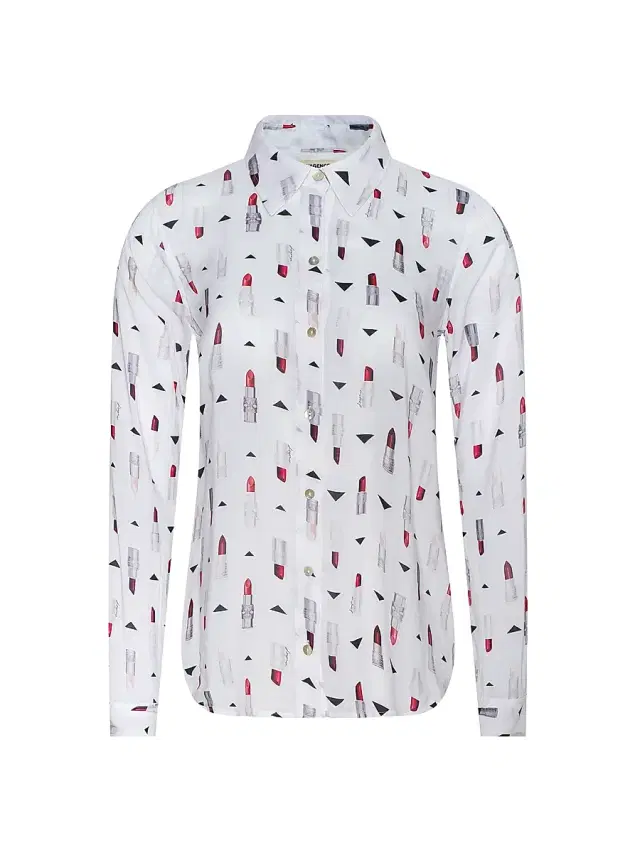 L'AGENCE Women's Holly Lipstick-Print Blouse -  Multi Lipstick