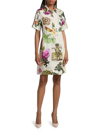 Libertine Women's Hollyhock Floral Linen Preppy Minidress - Cream Multi - Size Small | Thumbnail 2