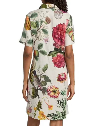Libertine Women's Hollyhock Floral Linen Preppy Minidress - Cream Multi - Size Small | Thumbnail 5