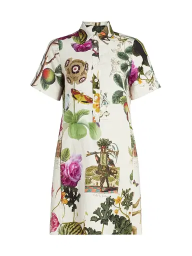 Libertine Women's Hollyhock Floral Linen Preppy Minidress - Cream Multi - Size Small | Thumbnail 1