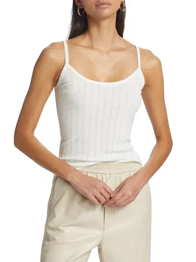 Leset Women's Pointelle-Knit Classic Tank - White | Thumbnail 3
