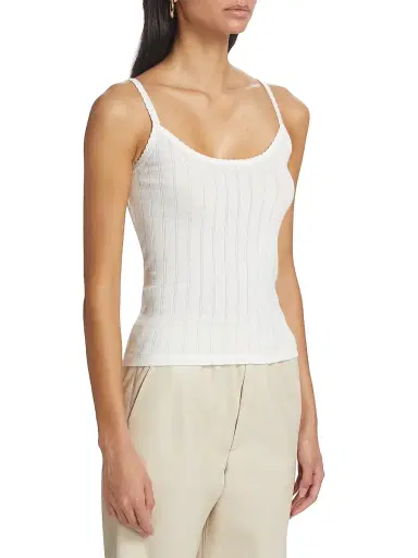 Leset Women's Pointelle-Knit Classic Tank - White | Thumbnail 4