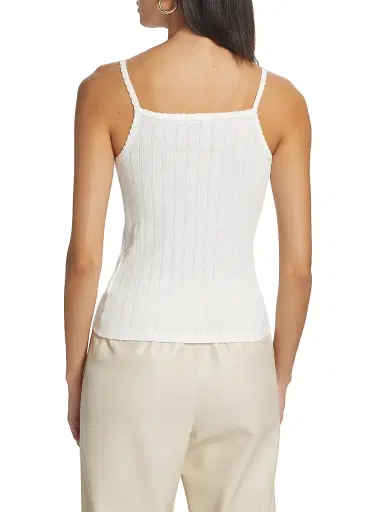 Leset Women's Pointelle-Knit Classic Tank - White | Thumbnail 5