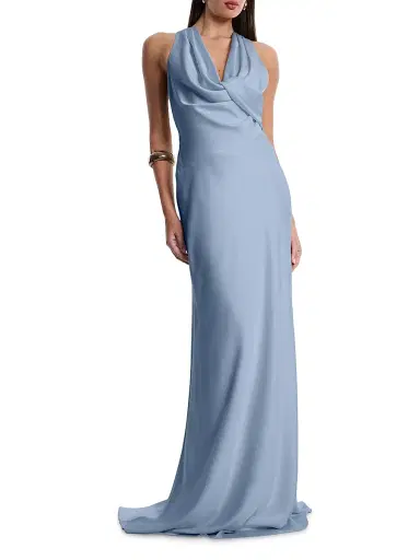 BCBGMAXAZRIA Women's Cowlneck Satin Gown - Port | Thumbnail 2 BCBGMAXAZRIA Women's Cowlneck Satin Gown - Port | Thumbnail 2