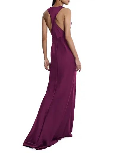 BCBGMAXAZRIA Women's Cowlneck Satin Gown - Port | Thumbnail 4 BCBGMAXAZRIA Women's Cowlneck Satin Gown - Port | Thumbnail 4