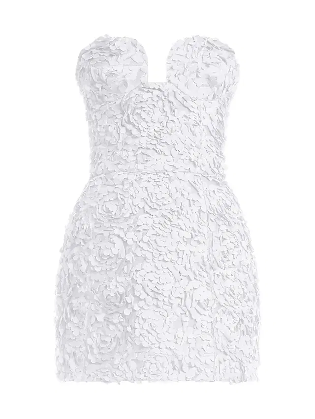 Women's Strapless 3D Floral Minidress - White