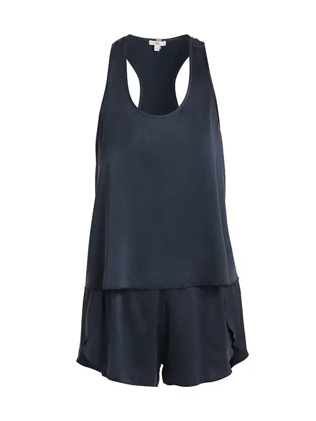 Women's Washable Silk Tulip-Back Pajama Set - Deep Blue