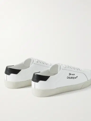 Saint Laurent SL/06 Court Classic Logo-Embroidered Leather Sneakers - Men | Thumbnail 4