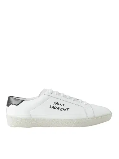 Saint Laurent SL/06 Court Classic Logo-Embroidered Leather Sneakers - Men | Thumbnail 1