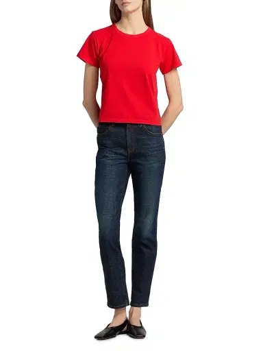 Leset Women's Margo Cotton T-Shirt - Lipstick | Thumbnail 2 Leset Women's Margo Cotton T-Shirt - Lipstick | Thumbnail 2