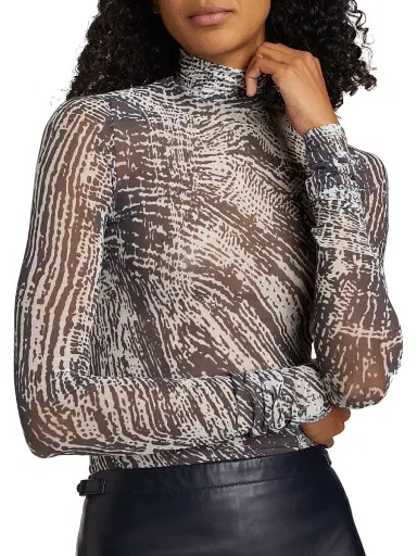 Proenza Schouler Women's Rio Stretch Tulle Turtleneck Top - Concrete | Thumbnail 6 Proenza Schouler Women's Rio Stretch Tulle Turtleneck Top - Concrete | Thumbnail 6