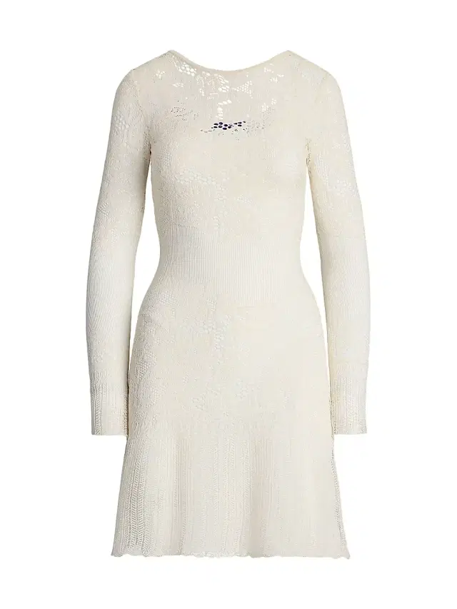 Ralph Lauren Collection Women's Lace-Trimmed Silk Knit Minidress - Lux Cream