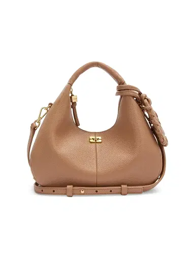 Ganni Women's Mini Logo Grained Hobo Bag | Thumbnail 1 Ganni Women's Mini Logo Grained Hobo Bag | Thumbnail 1