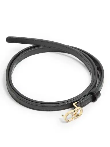 Valentino Garavani Women's VLogo Signature Belt in Shiny Calfskin with Crystals, 10MM - Black | Thumbnail 2