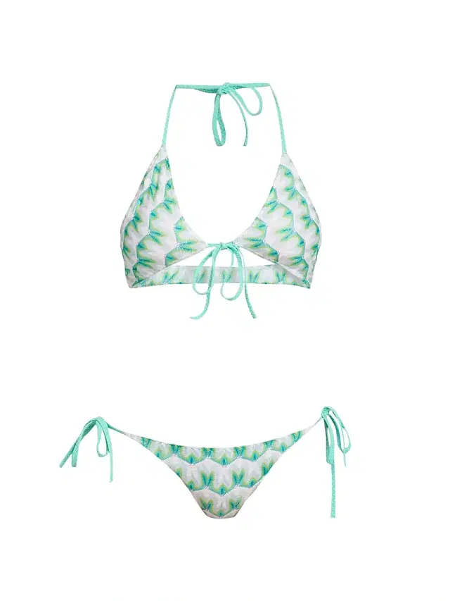 Missoni Women's Tie-Front Knit Bikini - Multi Light Blue Green