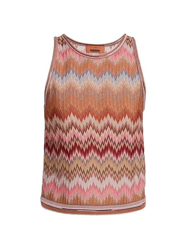 Women's Chevron Knit Tank - Pink And Rust Tones