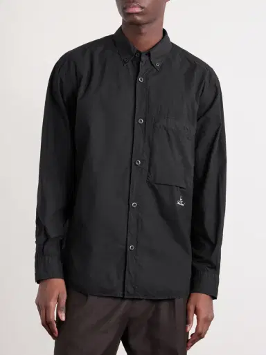 Stone Island Button-Down Collar Logo-Embroidered Organic Cotton-Tela Shirt | Thumbnail 3 Stone Island Button-Down Collar Logo-Embroidered Organic Cotton-Tela Shirt | Thumbnail 3