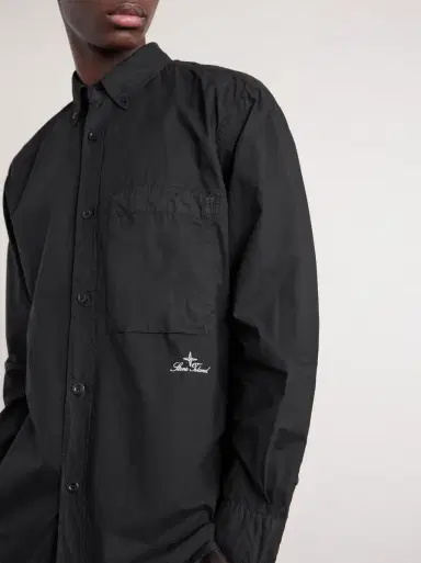 Stone Island Button-Down Collar Logo-Embroidered Organic Cotton-Tela Shirt | Thumbnail 5 Stone Island Button-Down Collar Logo-Embroidered Organic Cotton-Tela Shirt | Thumbnail 5