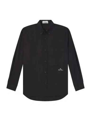 Stone Island Button-Down Collar Logo-Embroidered Organic Cotton-Tela Shirt | Thumbnail 1 Stone Island Button-Down Collar Logo-Embroidered Organic Cotton-Tela Shirt | Thumbnail 1