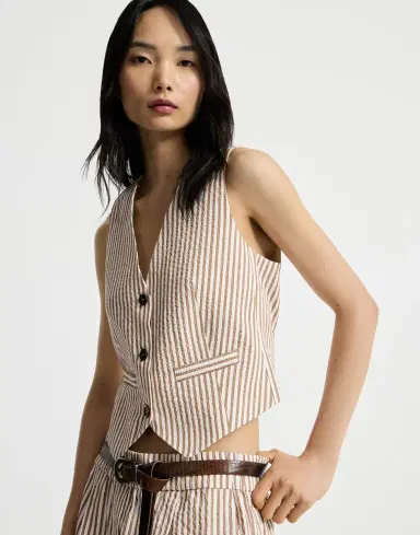 Brunello Cucinelli Striped seersucker vest | Thumbnail 4