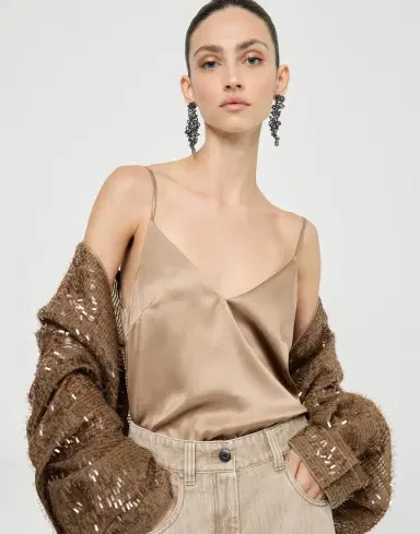 Brunello Cucinelli Stretch silk satin camisole | Thumbnail 4 Brunello Cucinelli Stretch silk satin camisole | Thumbnail 4