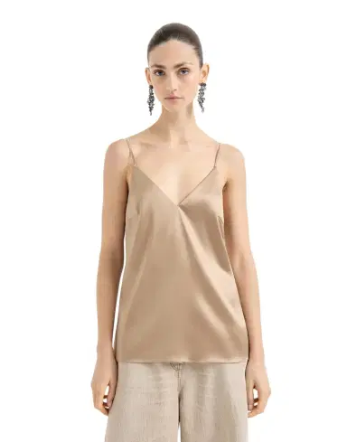 Brunello Cucinelli Stretch silk satin camisole | Thumbnail 1 Brunello Cucinelli Stretch silk satin camisole | Thumbnail 1