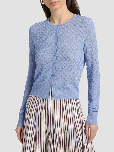 Lela Rose Women's Pointelle-Knit Cardigan | Thumbnail 3 Lela Rose Women's Pointelle-Knit Cardigan | Thumbnail 3