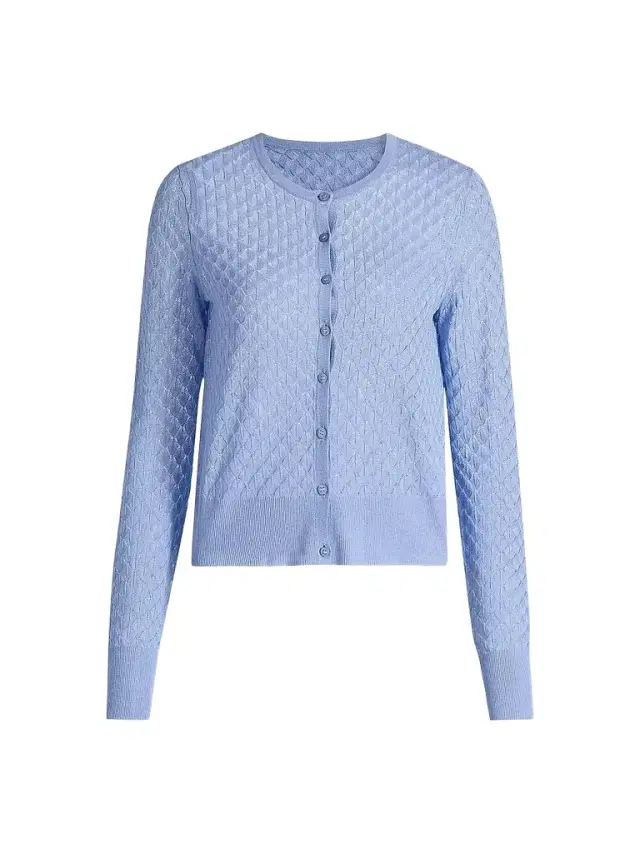 Lela Rose Women's Pointelle-Knit Cardigan - Bluebell