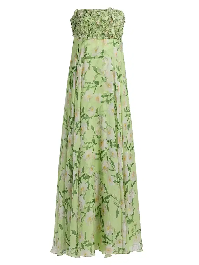 SACHIN BABI Women's Ames Floral Embellished Strapless Gown - Citrine Cherry Blossoms