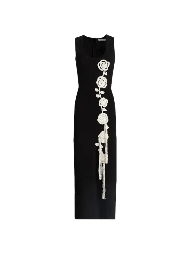 Lela Rose Women's Crochet Appliqué Midi-Dress - Black