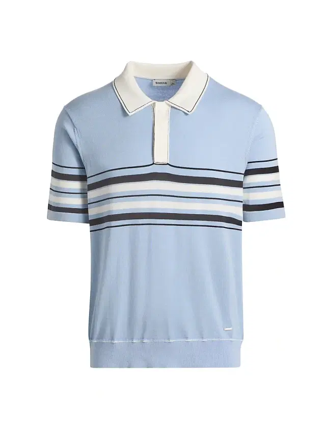 Men's Brandon Striped Cotton Polo Shirt - Periwinkle Sky Multi