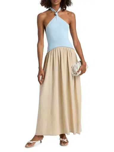 Solid & Striped Women's The Jordan Halter Colorblocked Maxi Dress - Seabreeze Dune | Thumbnail 3