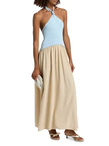 Solid & Striped Women's The Jordan Halter Colorblocked Maxi Dress - Seabreeze Dune | Thumbnail 4