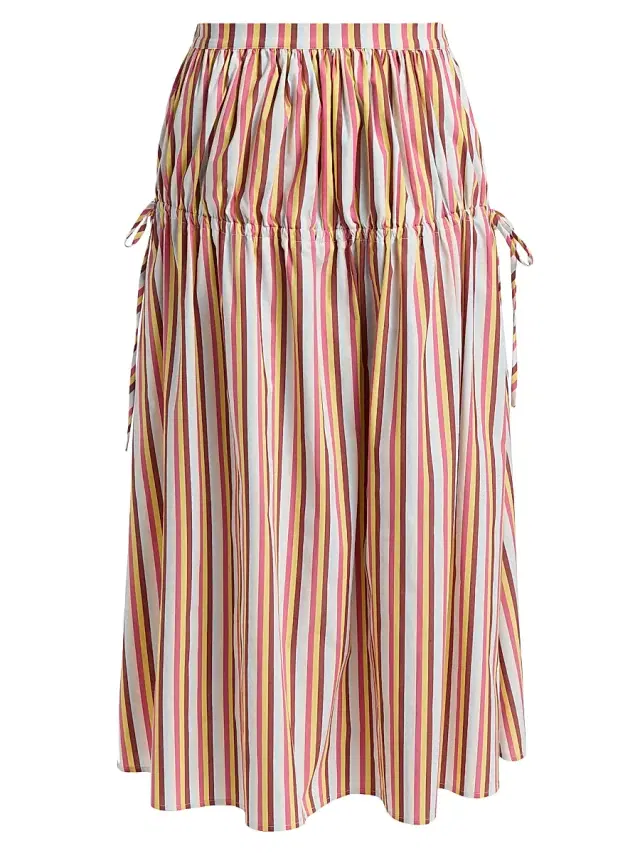 Solid & Striped Women's The Ivy Drop-Waist Stripe Midi-Skirt - Symi Stripe