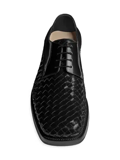 Bottega Veneta Men's Intrecciato Leather Derbys - Black | Thumbnail 5