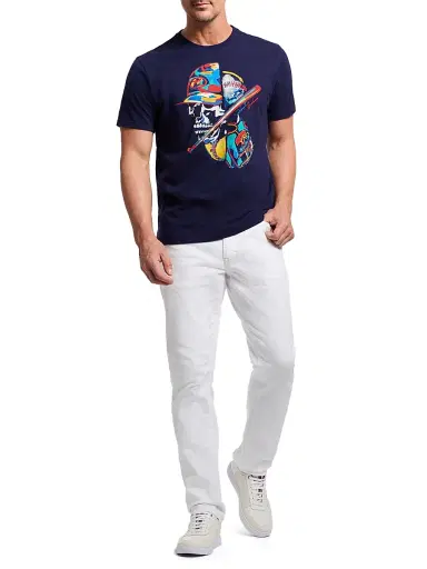 Robert Graham Men's Skull Slugger Cotton T-Shirt - Navy | Thumbnail 2