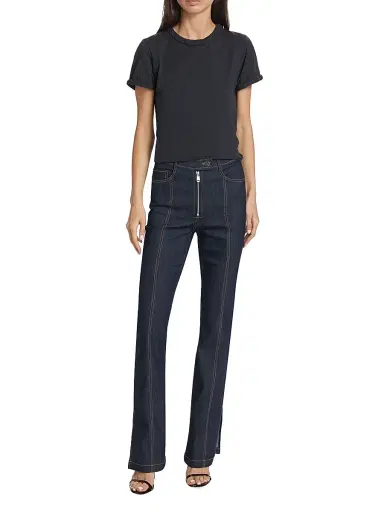Cinq à Sept Women's Braided Cotton Pullover Tee - Navy | Thumbnail 2 Cinq à Sept Women's Braided Cotton Pullover Tee - Navy | Thumbnail 2